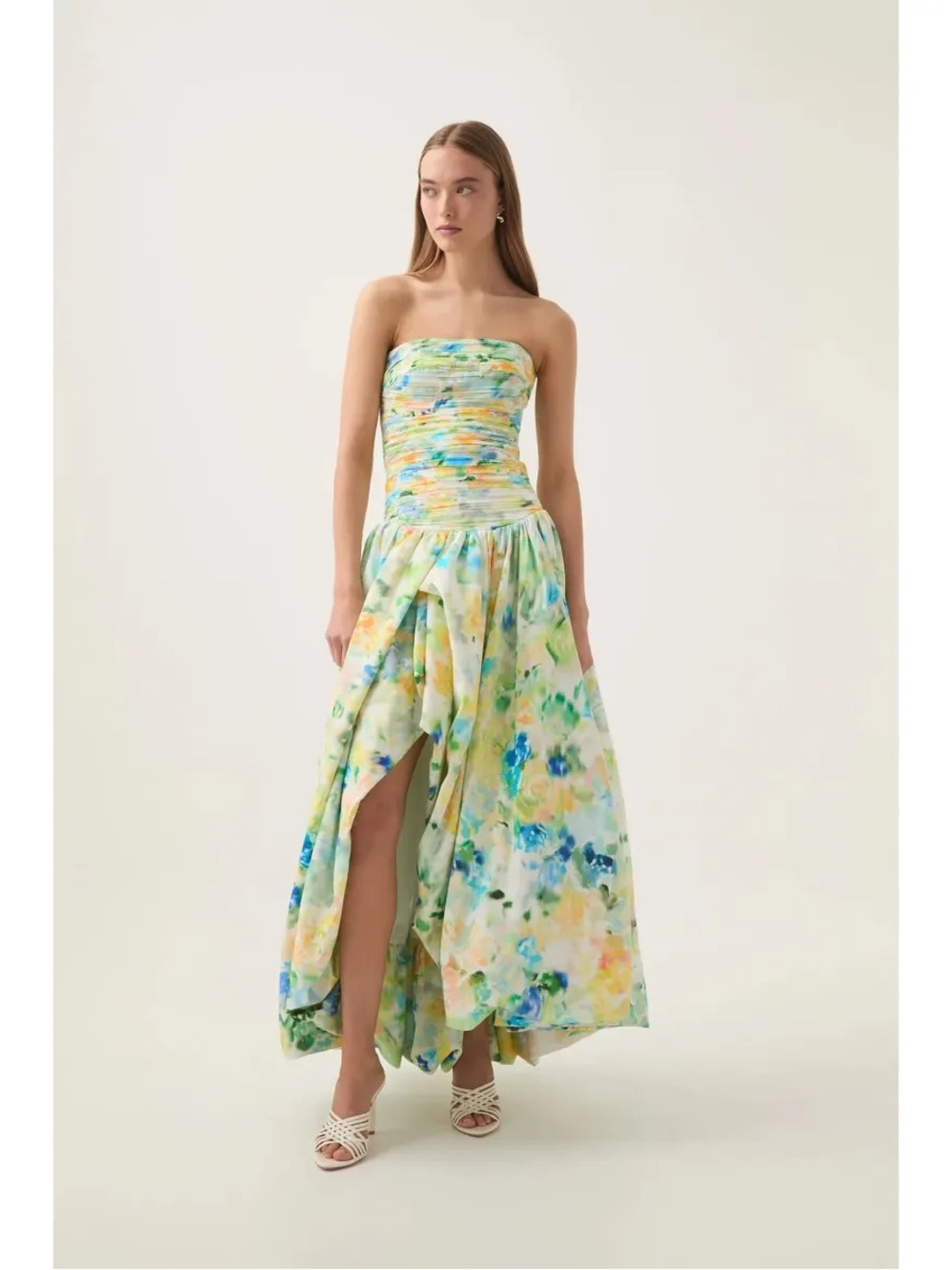 AJE FLORAL HAZE BUBBLE HEM MAXI IN MULTICOLOUR- size US 2 NWT